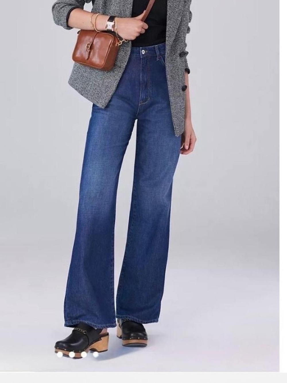 Anthropologie Pilcro The Annie Wide Leg Jeans Dark Wash Trouser Denim Size 28